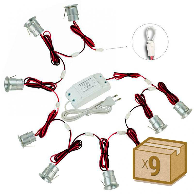 PACK 9 x Foco Led VOLTA MINI, 9x1W, Regulable TRIAC, Blanco neutro, regulable - XauenBatt Iluminación