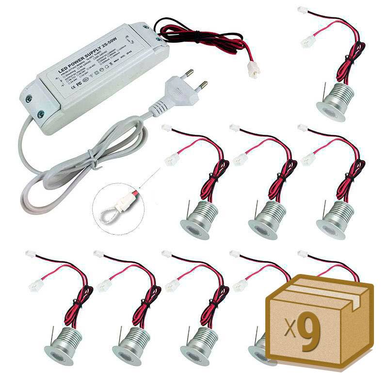 PACK 9 x Foco Led SUN MINI, 9x1W, Blanco neutro - XauenBatt Iluminación
