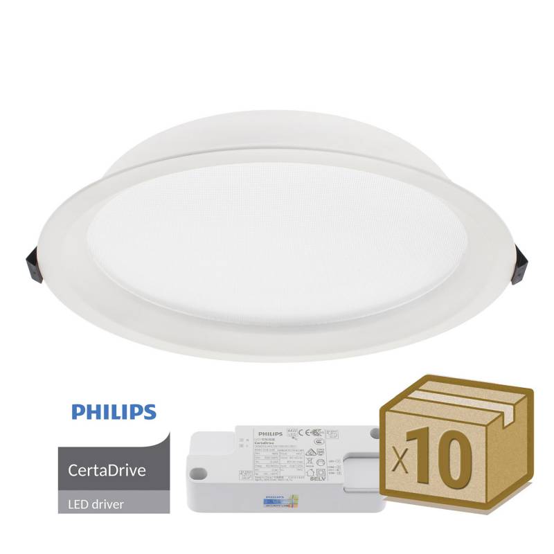 Pack 10 x Downlight BOL, 44W, Certadrive, CCT ajustable, CRI>90, UGR17, 3000-4000-6000K - XauenBatt Iluminación