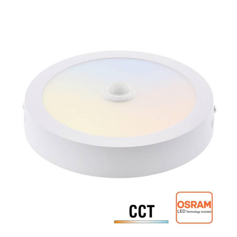 Plafón LED Circular de Superficie 24W con Sensor PIR y Selector 4CCT Multipotencia, 3000-4000-6000K - XauenBatt Iluminación