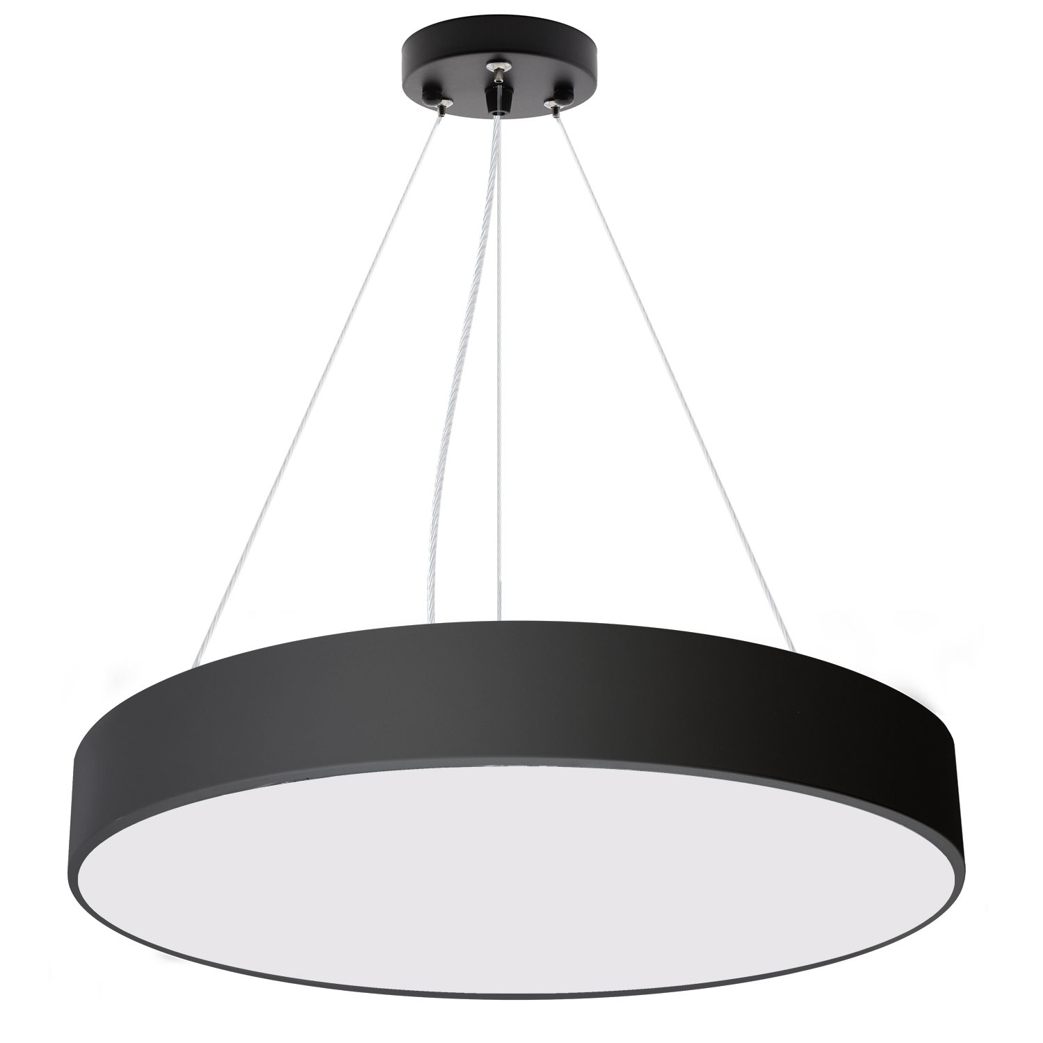 Luminaria colgante o superficie PUCK, Ø600mm, 50W, negro, Blanco cálido - XauenBatt Iluminación