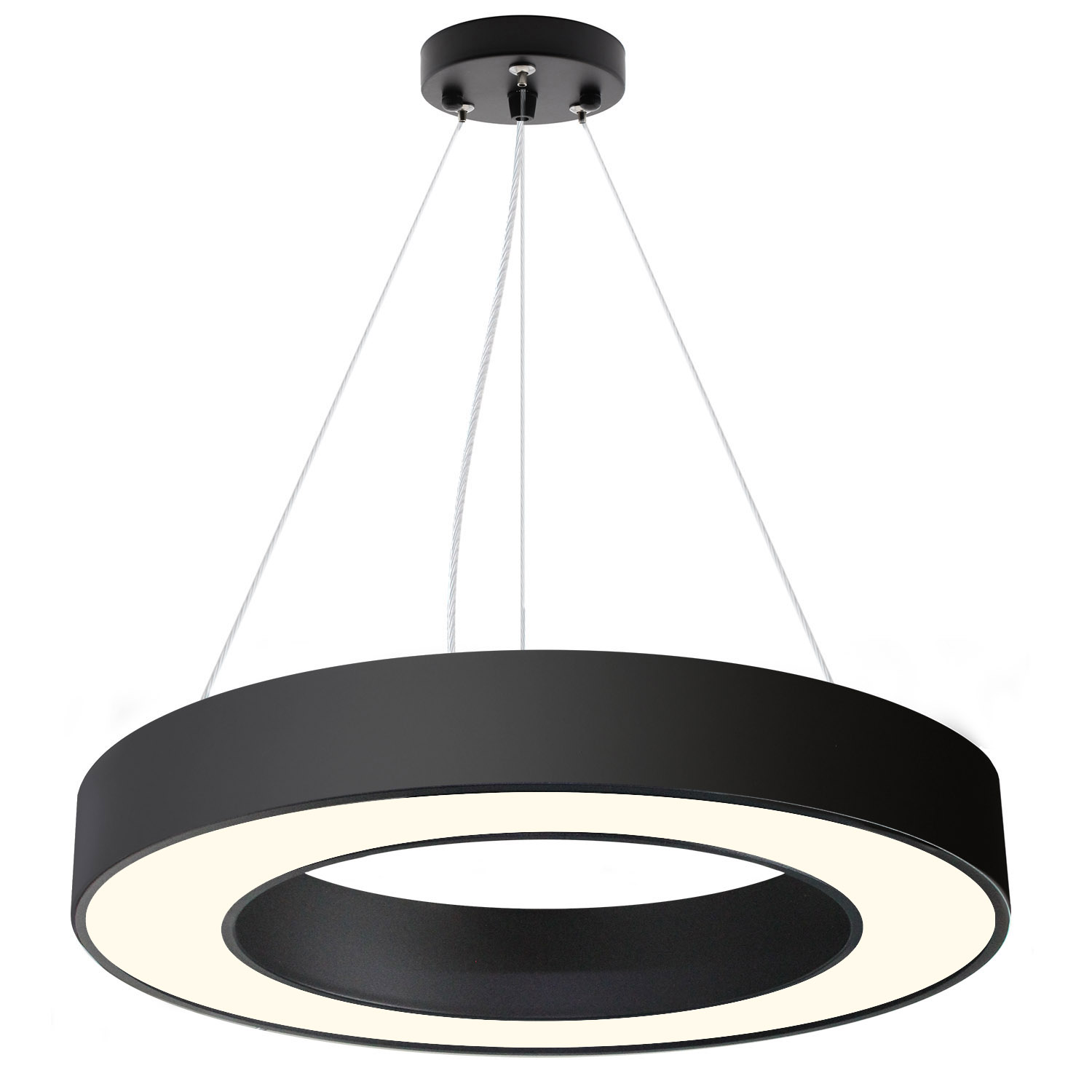 Luminaria colgante o superficie PULL, Ø600mm, 50W, negro, Blanco cálido - XauenBatt Iluminación