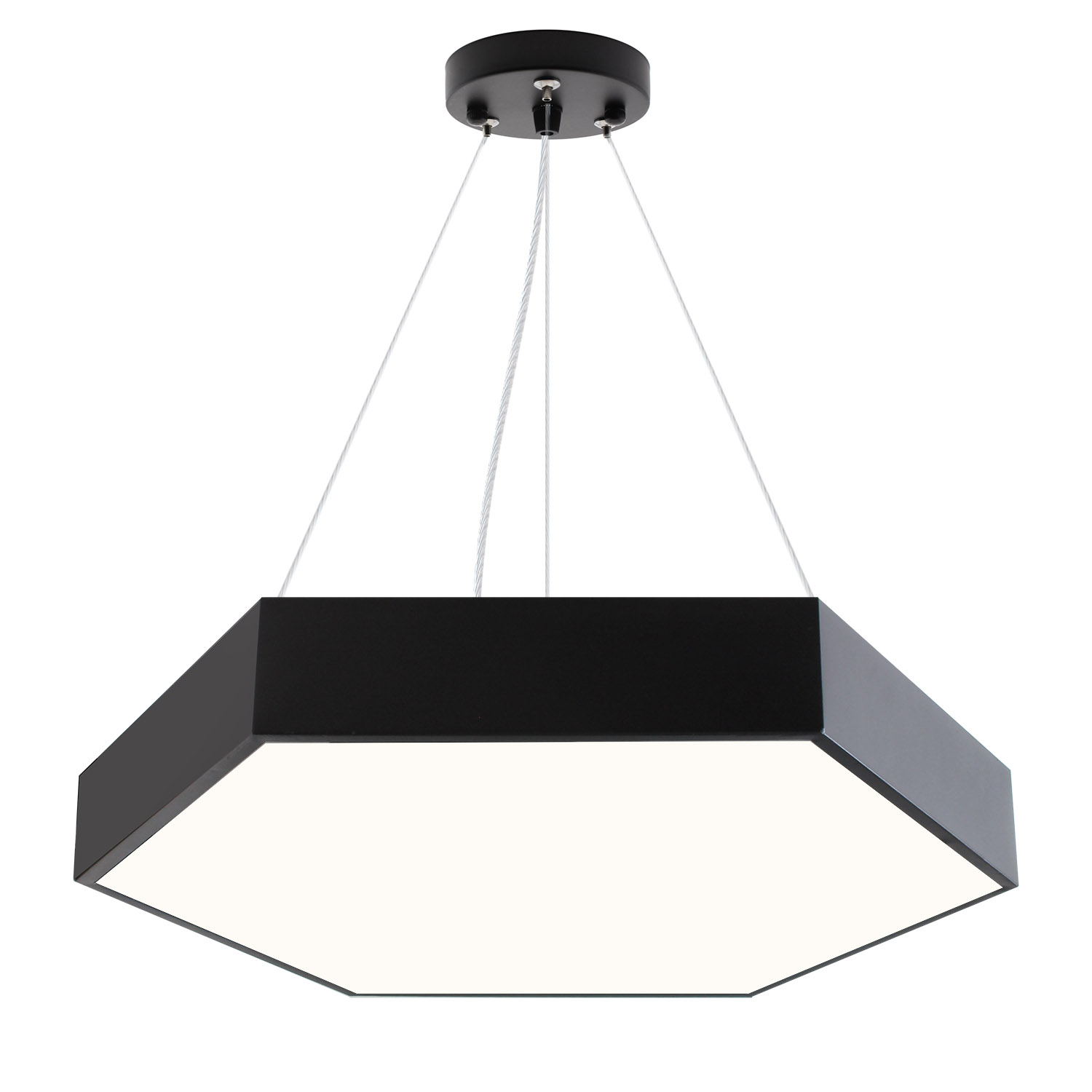 Luminaria colgante o superficie XAGON FULL, Ø600mm, 50W, negro, Blanco neutro - XauenBatt Iluminación