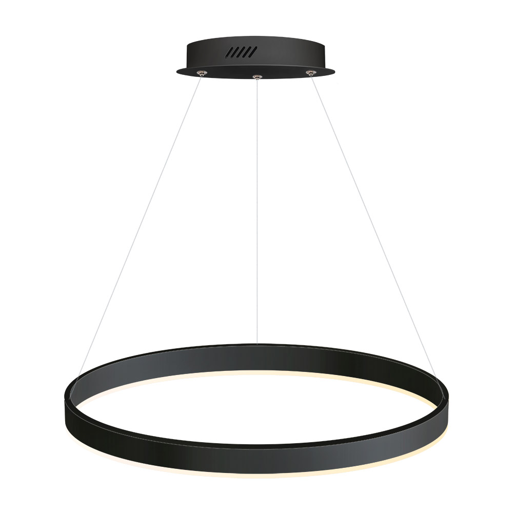Luminaria superficie o suspendida RING 37W, Ø600mm, negro, Blanco cálido - XauenBatt Iluminación