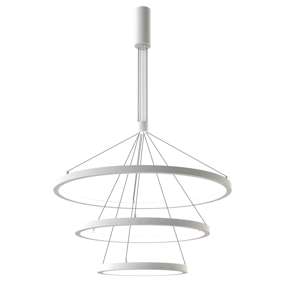 Luminaria colgante TRICYCLE IN, 108W, blanco, Ø807+Ø600+Ø395mm, TRIAC regulable, Blanco neutro, regulable - XauenBatt Iluminación