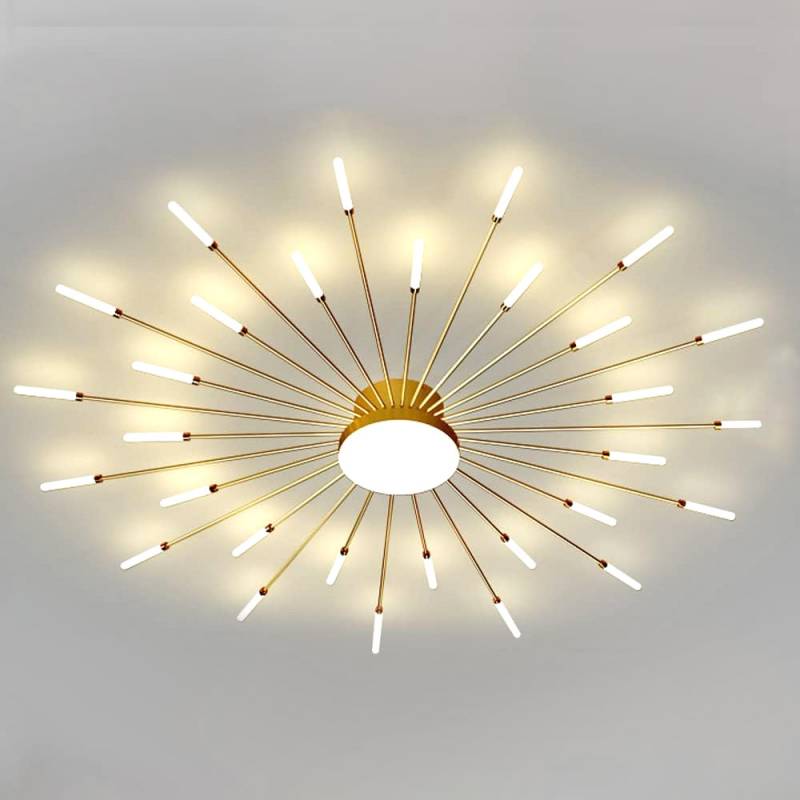 Lámpara Fireworks Led, 30W+8W, Ø128cm, CCT, gold + mando, 3000-4000-6000K - XauenBatt Iluminación