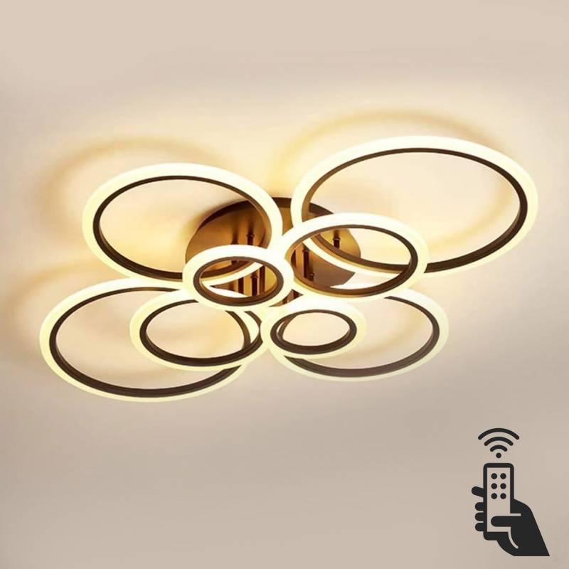 Luminaria CYCLE 8 aros, 160W, CCT, 0-10V, mando+WiFi, antracita, 3000-4000-6000K - XauenBatt Iluminación