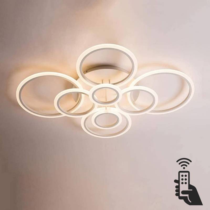 Luminaria CYCLE 8 aros, 160W, CCT, 0-10V, mando+WiFi, blanco, 3000-4000-6000K - XauenBatt Iluminación