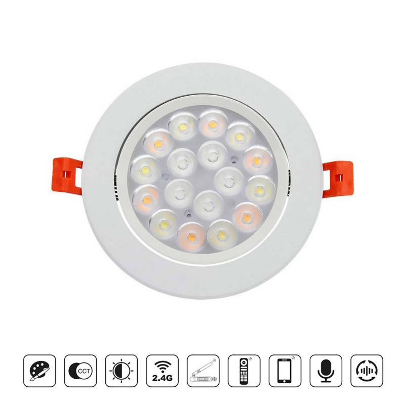 Foco SKATT, 9W, RGB+CCT (2.4GHz), RGB + Blanco dual, regulable - XauenBatt Iluminación