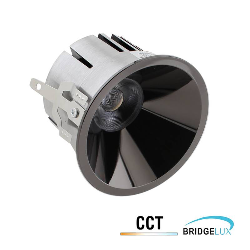 Downlight Led MOOK BRIDGELUX Chip, 12W, UGR 19, 24º, 3CCT, negro cromo, 3000-4000-6000K - XauenBatt Iluminación