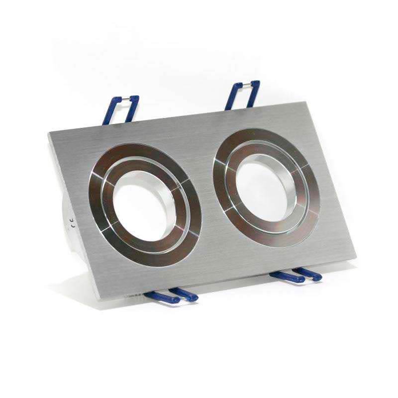 Spot 2 aros rectangular x2 focos níquel basculante - XauenBatt Iluminación