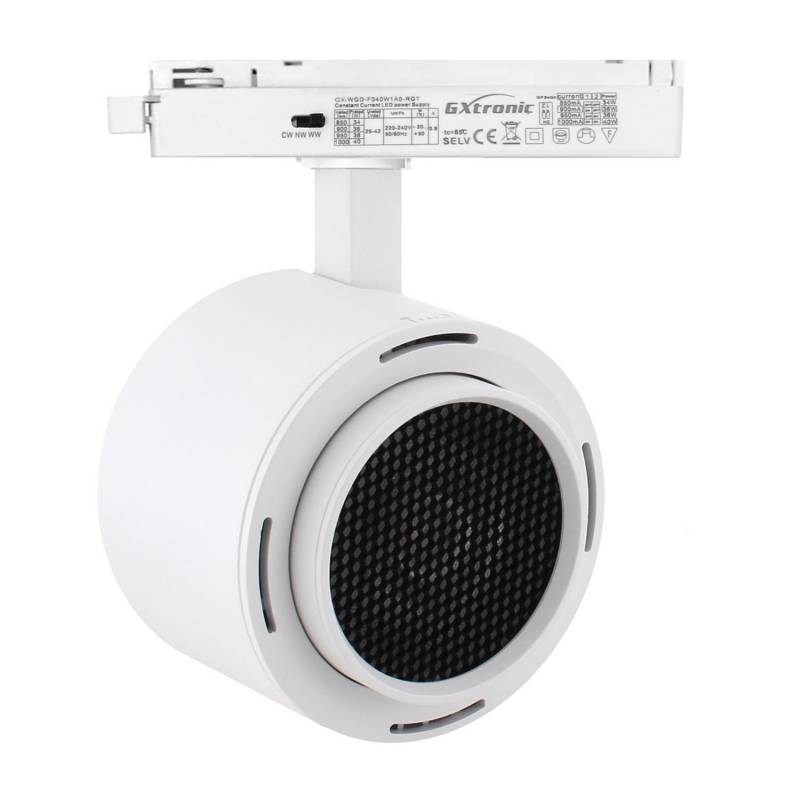 Foco carril Monofásico ROMA, 40W-34W, blanco, regulable 24º-60º, UGR13, CCT, 3000-4000-6000K - XauenBatt Iluminación