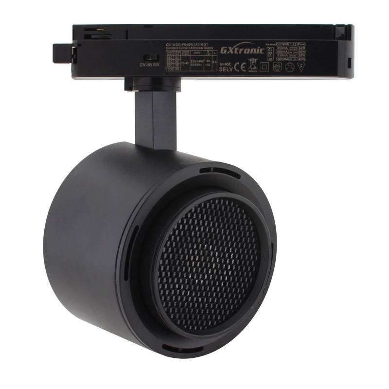 Foco carril Monofásico ROMA, 40W-34W, negro, regulable 24º-60º, UGR13, CCT, 3000-4000-6000K - XauenBatt Iluminación