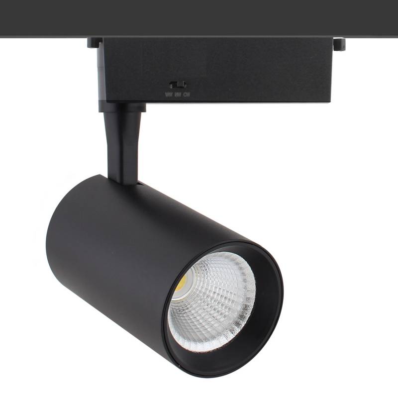 Foco carril Monofásico IOS Bridgelux, 30W, negro, 48º, CCT, 3000-4000-6000K - XauenBatt Iluminación