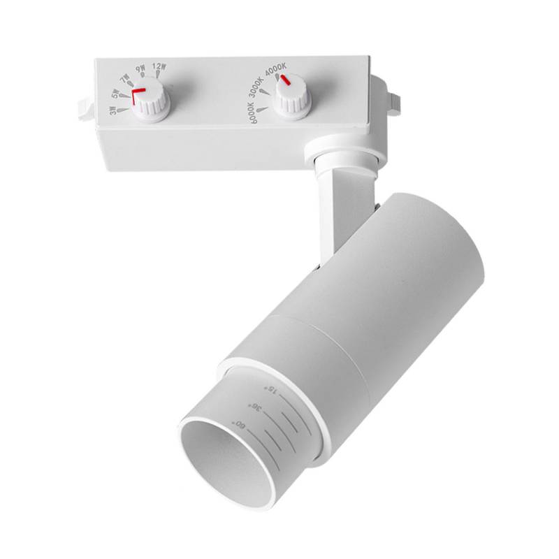 Foco carril Monofásico PIKE RAIL LED 3-5-7-9-12W, 3CCT, 15º-60º, blanco, 3000-4000-6000K - XauenBatt Iluminación