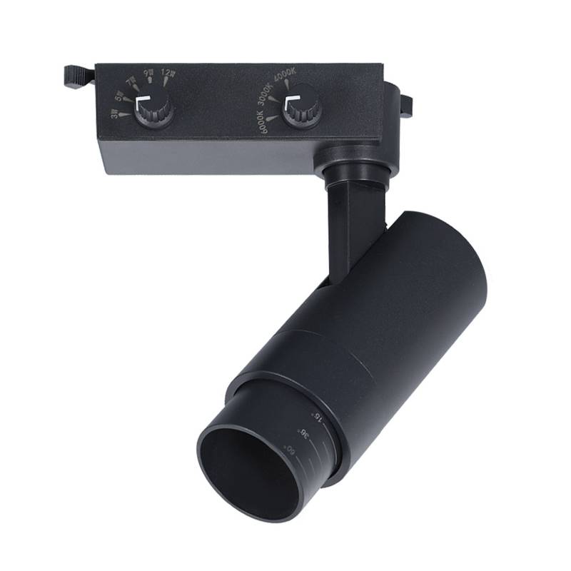 Foco carril Monofásico PIKE RAIL LED 3-5-7-9-12W, 3CCT, 15º-60º, negro, 3000-4000-6000K - XauenBatt Iluminación