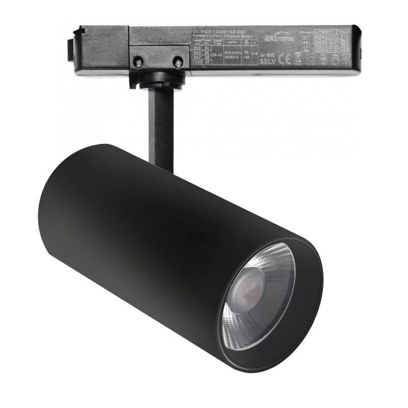 Foco LED ZOLTAR carril Monofásico, 34-40W, CRI<92, UGR13, negro, Blanco neutro - XauenBatt Iluminación