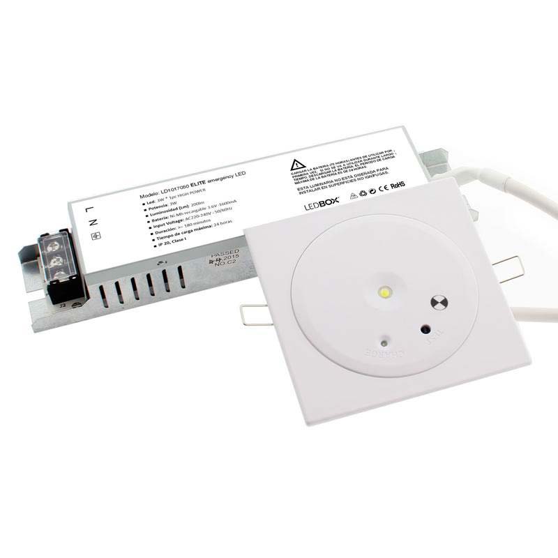 Luz de emergencia LED ELITE, Empotrado, Blanco frío - XauenBatt Iluminación