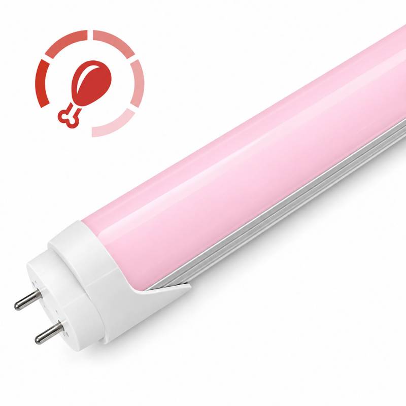 Tubo LED T8 especial Carnicerias, 18W, 120cm, Conexión 1 lateral, Alumino, Rosa/Magenta - XauenBatt Iluminación