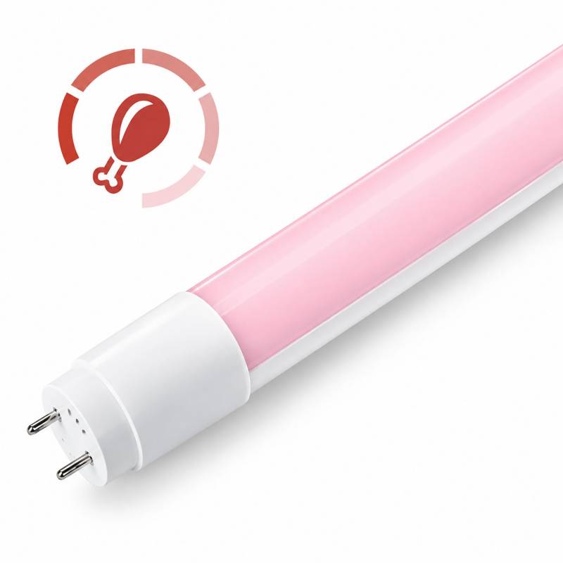 Tubo LED T8 especial Carnicerías, 18W, 120cm, Conexión 2 laterales, Cristal, Rosa/Magenta - XauenBatt Iluminación