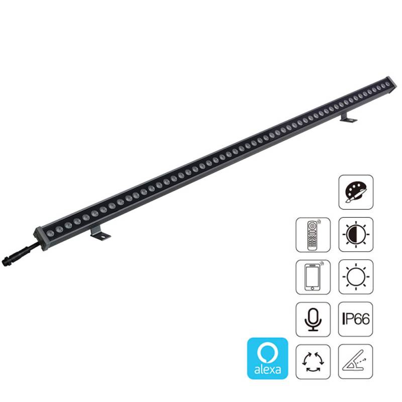 Proyector LED lineal 24W RGB+CCT, DC24V, RF, Alexa, SINC. 1m, RGB + Blanco dual, regulable - XauenBatt Iluminación