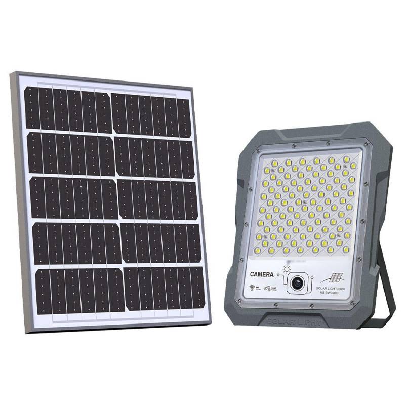 Proyector LED + CCTV CAM WiFi, 200W Solar, Blanco frío - XauenBatt Iluminación