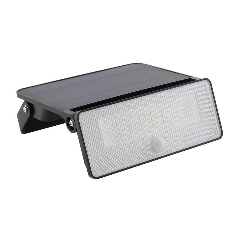 Aplique LED SOLAR TAZ 50W, sensor PIR, batería reemplazable, x2Litio 3,7V - 2200mAH, Blanco neutro - XauenBatt Iluminación