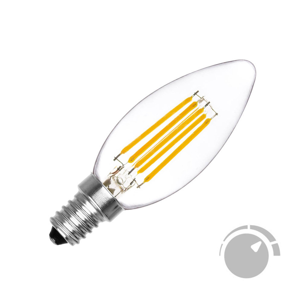 Bombilla Filamento LED Vela E14 COB 6W, Regulable, Blanco cálido 2700K, regulable - XauenBatt Iluminación