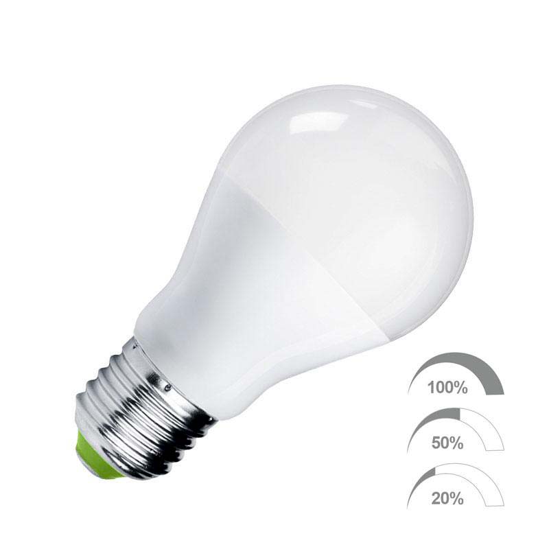 Bombilla LED E27, 240º, 9W, Regulable 100-50-20%, Blanco frío, regulable - XauenBatt Iluminación