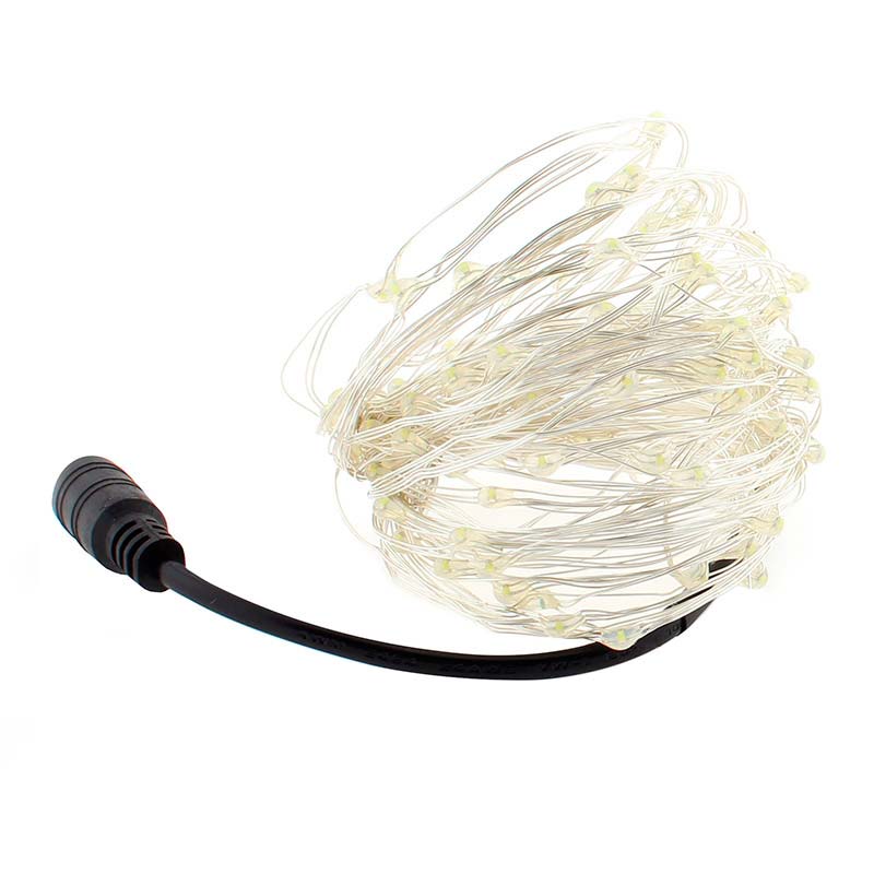 Guirnalda Led - Kit Tira 100 microled, 10 metros + adaptador 12V, Blanco frío - XauenBatt Iluminación