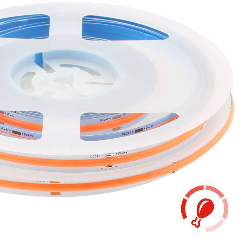 Tira LED Monocolor COB, DC24V, 5m (512Led/m), 60W, IP20, Carnes y frutas, Rosa/Magenta - XauenBatt Iluminación