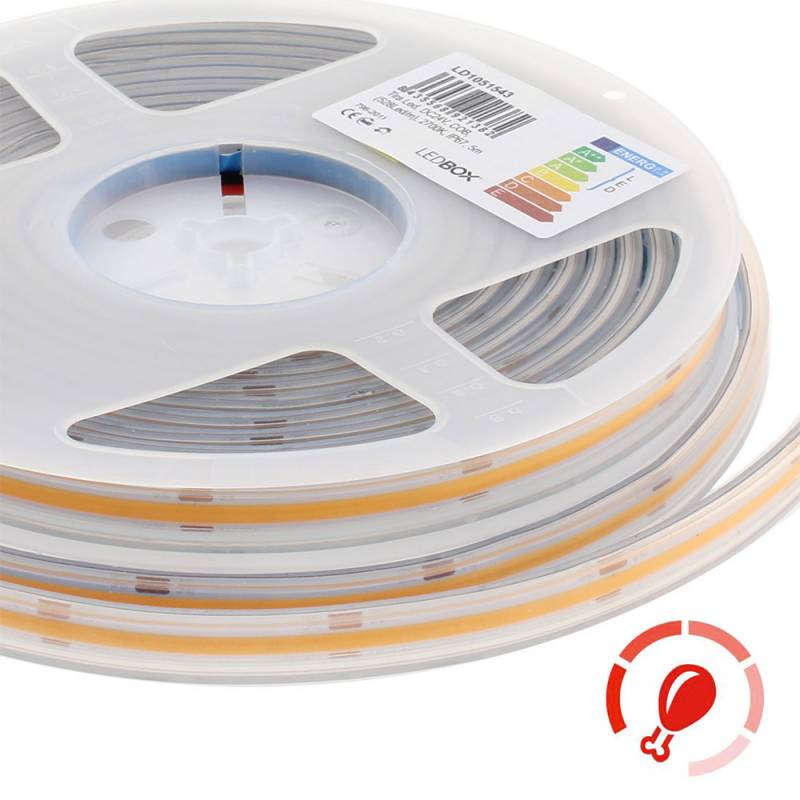 Tira LED Monocolor COB, DC24V, 5m (512Led/m), 60W, IP66, Carnes y frutas, Rosa/Magenta - XauenBatt Iluminación