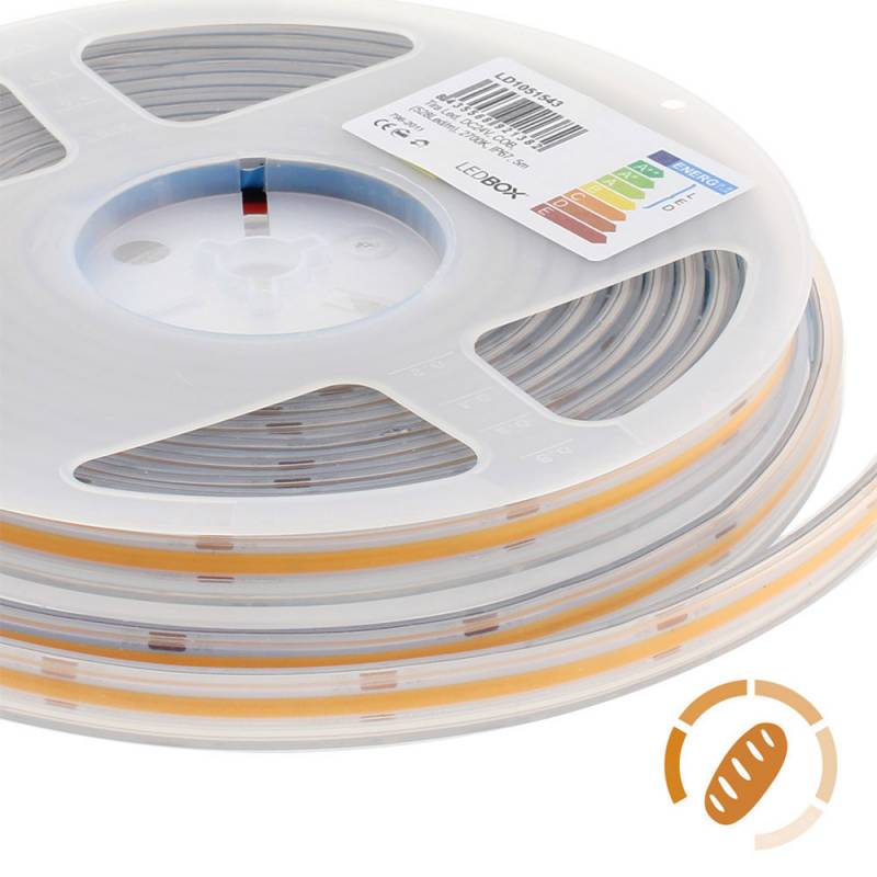Tira LED Monocolor COB, DC24V, 5m (512Led/m), 60W, IP66, Pan y repostería, Pan y reposteria - XauenBatt Iluminación