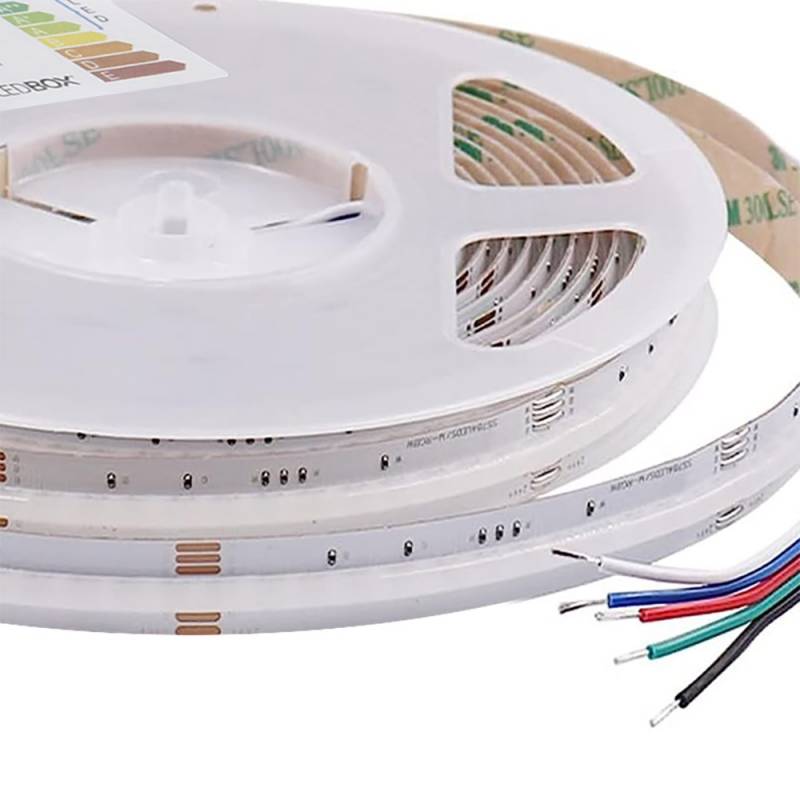 Tira LED RGB+W COB, DC24V, 5m (784Led/m), 100W, IP20, RGB + Blanco neutro - XauenBatt Iluminación