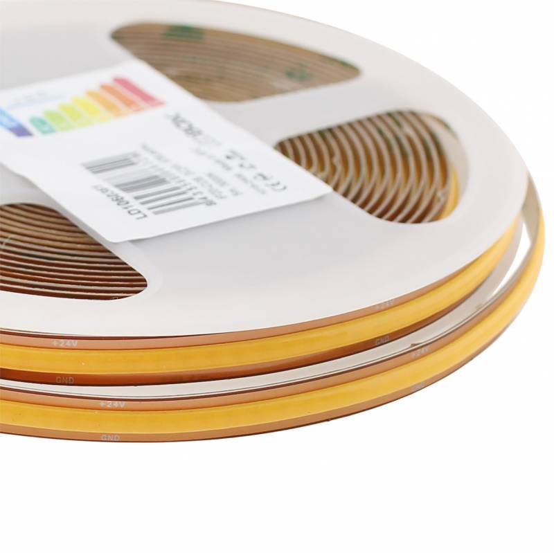 Tira LED Monocolor COB, ChipLed Samsung, DC24V, 5m (528Led/m), 65W, IP20, Corte libre, Blanco neutro - XauenBatt Iluminación