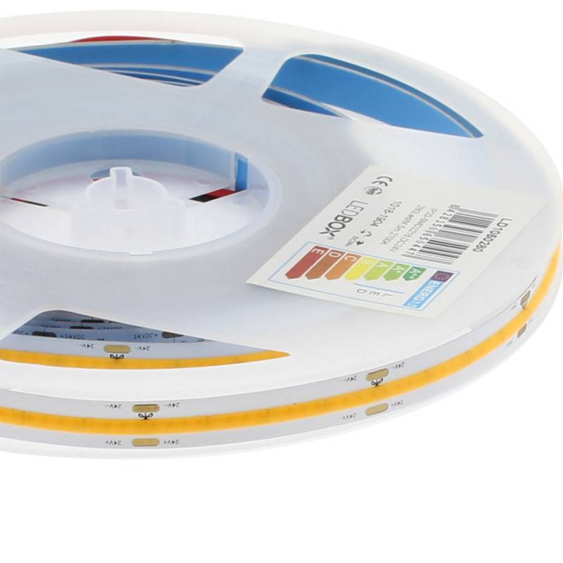 Tira LED Monocolor COB, ChipLed Samsung, DC24V, 5m (528Led/m), 75W, IP20, Azul hielo - XauenBatt Iluminación