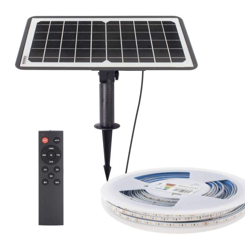 Kit Solar de Tira Led 3.2V-12AH, 180º, IP65, 10 metros, Blanco frío - XauenBatt Iluminación