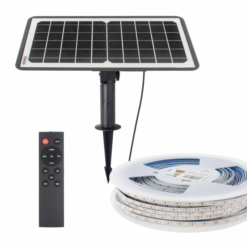 Kit Solar de Tira Led 3.2V-12AH, 180º, IP65, 20 metros, Blanco frío - XauenBatt Iluminación