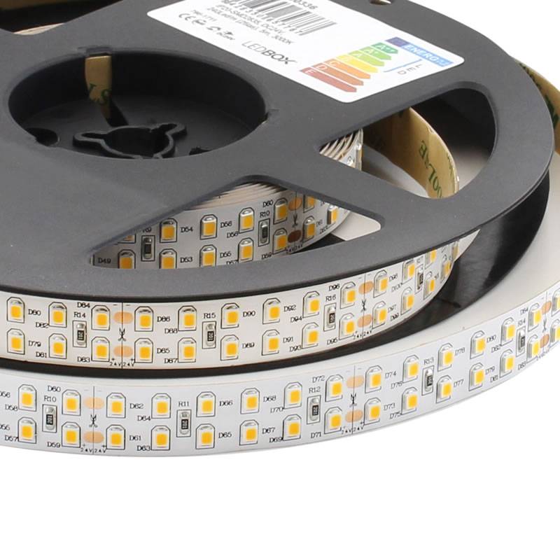 Tira LED Monocolor SMD2835, ChipLed Samsung, DC24V, 5m (240Led/m), 2 filas, 175W, IP20, Blanco neutro - XauenBatt Iluminación