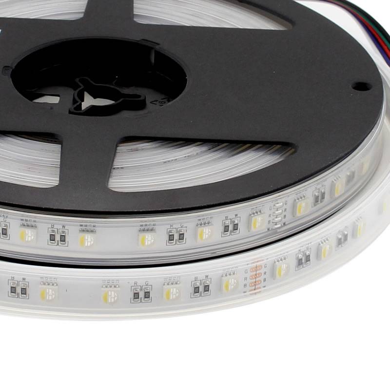 Tira LED EPISTAR SMD5050, RGB+W, DC24V, 5m (60Led/m 4 en 1) - IP67, RGB + Blanco cálido - XauenBatt Iluminación