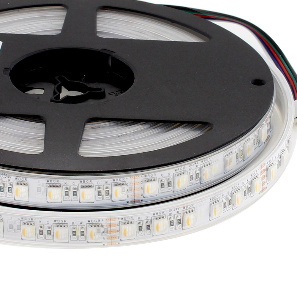 Tira LED SAMSUNG SMD5050, RGB+W, DC24V, 5m (84Led/m 4 en 1) - IP67, RGB + Blanco frío - XauenBatt Iluminación