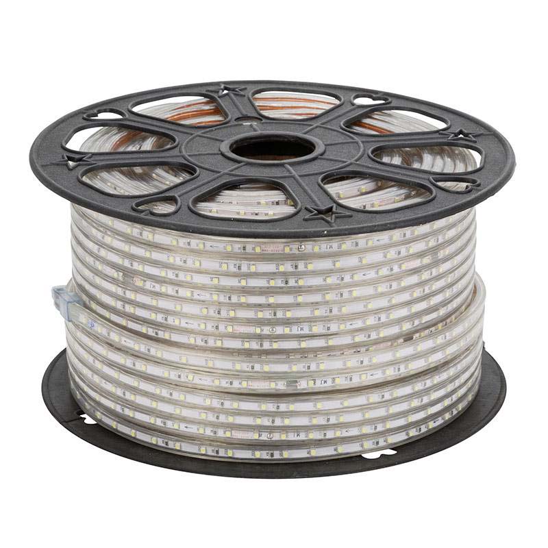 Tira LED 220V SMD2835, 120Led/m, 10W/m, carrete 50 metros con conectores rápidos, 50cm corte, Ambar - XauenBatt Iluminación