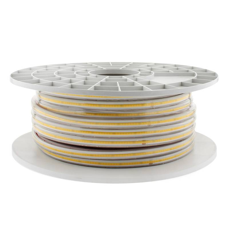 Tira LED 220V COB, 288Led/m, 10W/m, carrete 50 metros con conectores rápidos, 50cm corte, Rojo - XauenBatt Iluminación