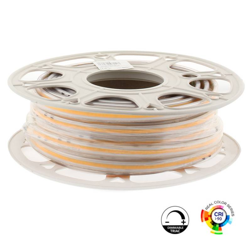 Tira LED 220V COB, 320Led/m, 12W/m, 25cm corte, 1 metro. Regulable Triac. Silicona, Blanco frío, regulable - XauenBatt Iluminación
