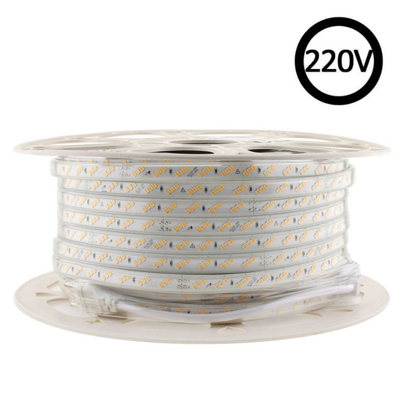 Tira LED 220V SMD2835, 180Led/m, 10W/m, Triac regulable, corte 20cm, carrete 50 metros, Blanco frío, regulable - XauenBatt Iluminación