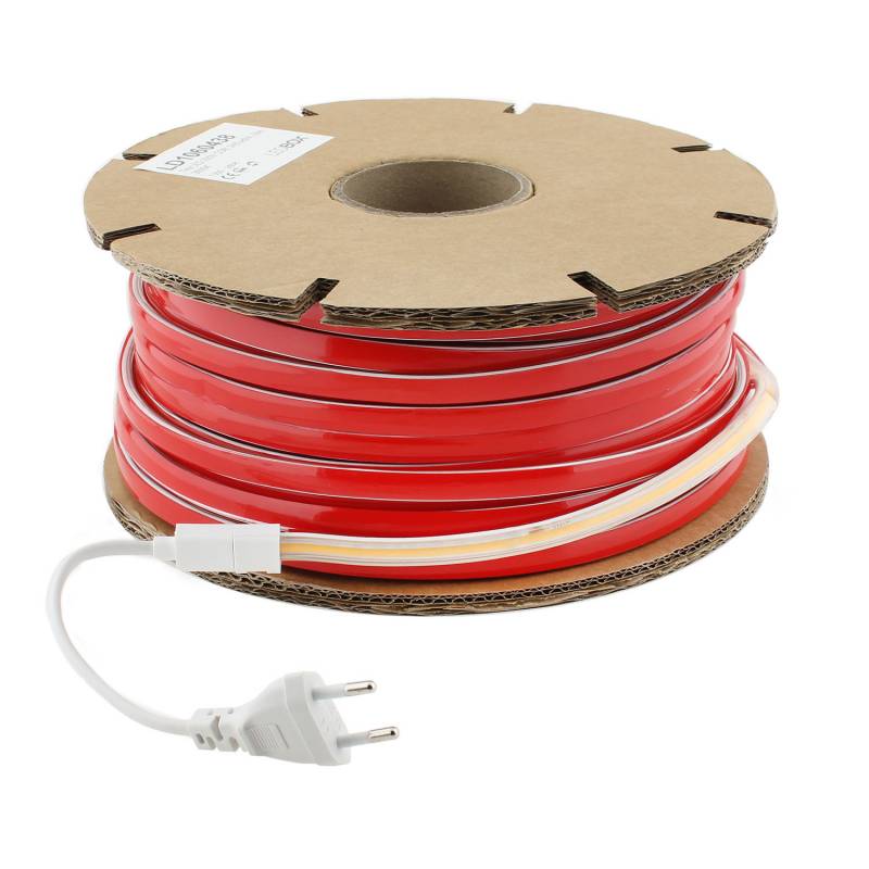 Tira LED 220V COB, 240Led/m, 10W/m, Triac regulable, corte 10cm, , carrete 50 metros, Blanco neutro, regulable - XauenBatt Iluminación