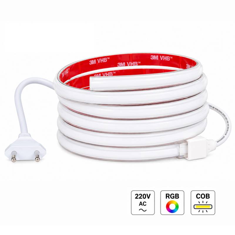 Tira LED RGB COB 220V, 15W/m, 420 LED/m, IP65, 25 metros, RGB - XauenBatt Iluminación