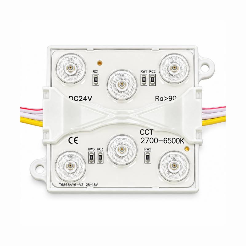 Módulo Led 68x68mm, lente 170°, DC24V, 5W, CCT, CRI>90, P65, 3000-4000-6000K - XauenBatt Iluminación