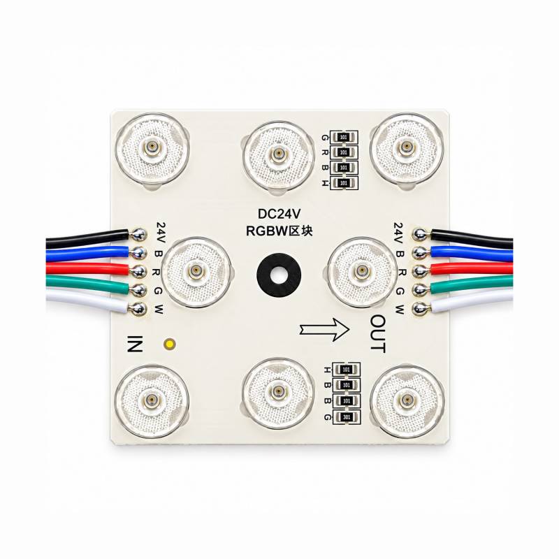 Módulo Led 68x68mm, lente 170°, DC24V, 6W, RGB+6000K, CRI>90, P20, RGB + Blanco frío - XauenBatt Iluminación
