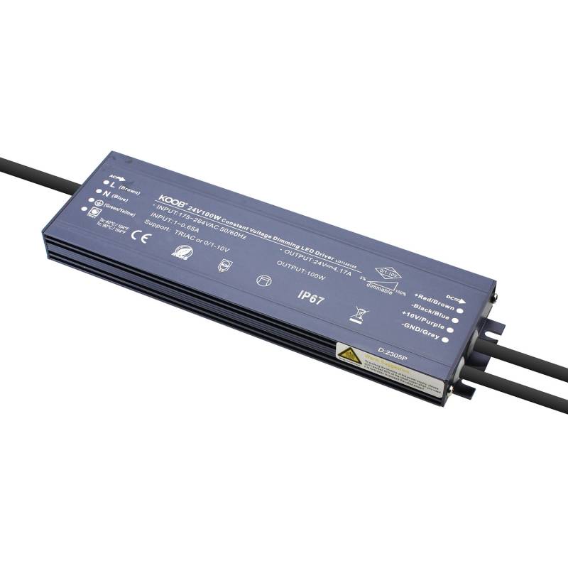Fuente de alimentación DC24V/100W/4.17A, 0/1-10V, TRIAC, 5 en 1, IP67 - XauenBatt Iluminación